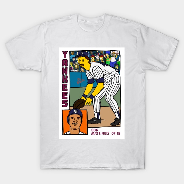 Homer at the Bat DON MATTINGLY Simpsons Parody YANKEES Baseball Card T-Shirt by cousscards